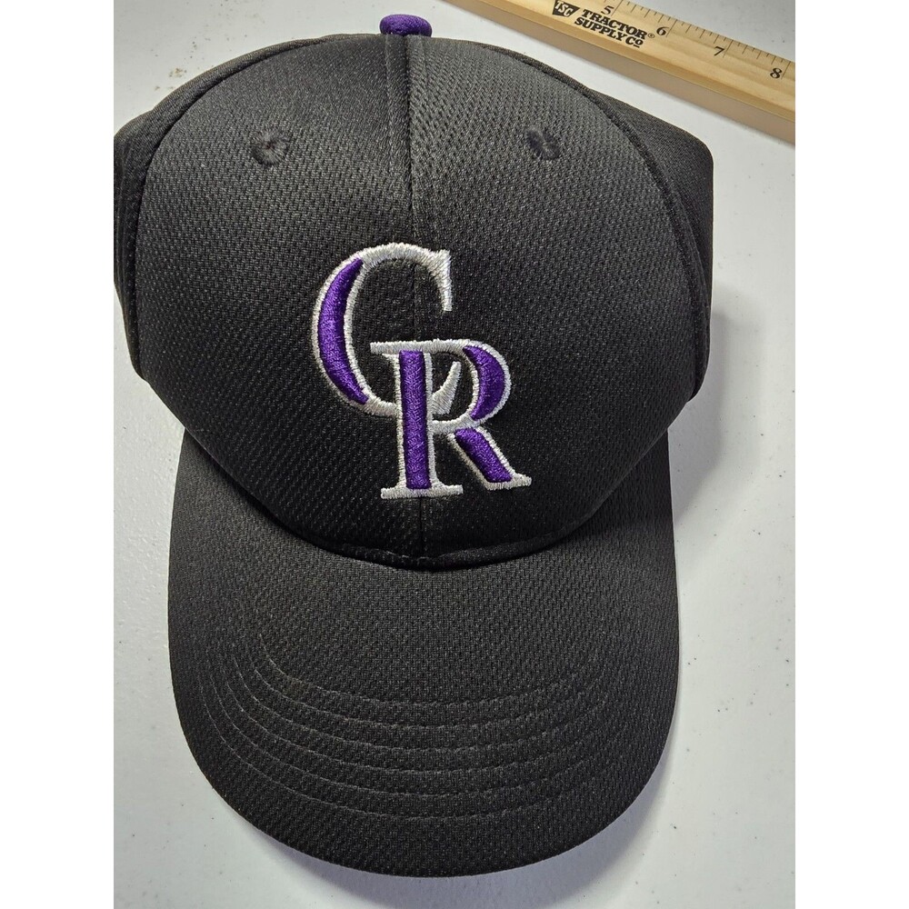 Colorado Rockies Baseball Trucker Hat Black Purple Letters Adj Backstrap MLB